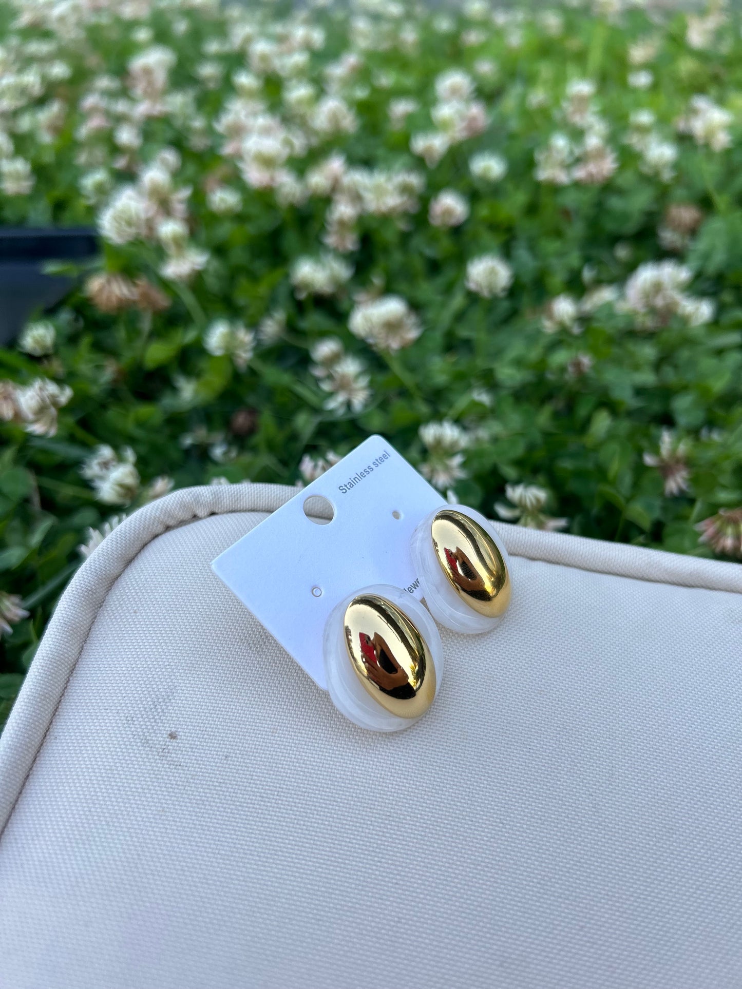 Mermer detay gold küpe