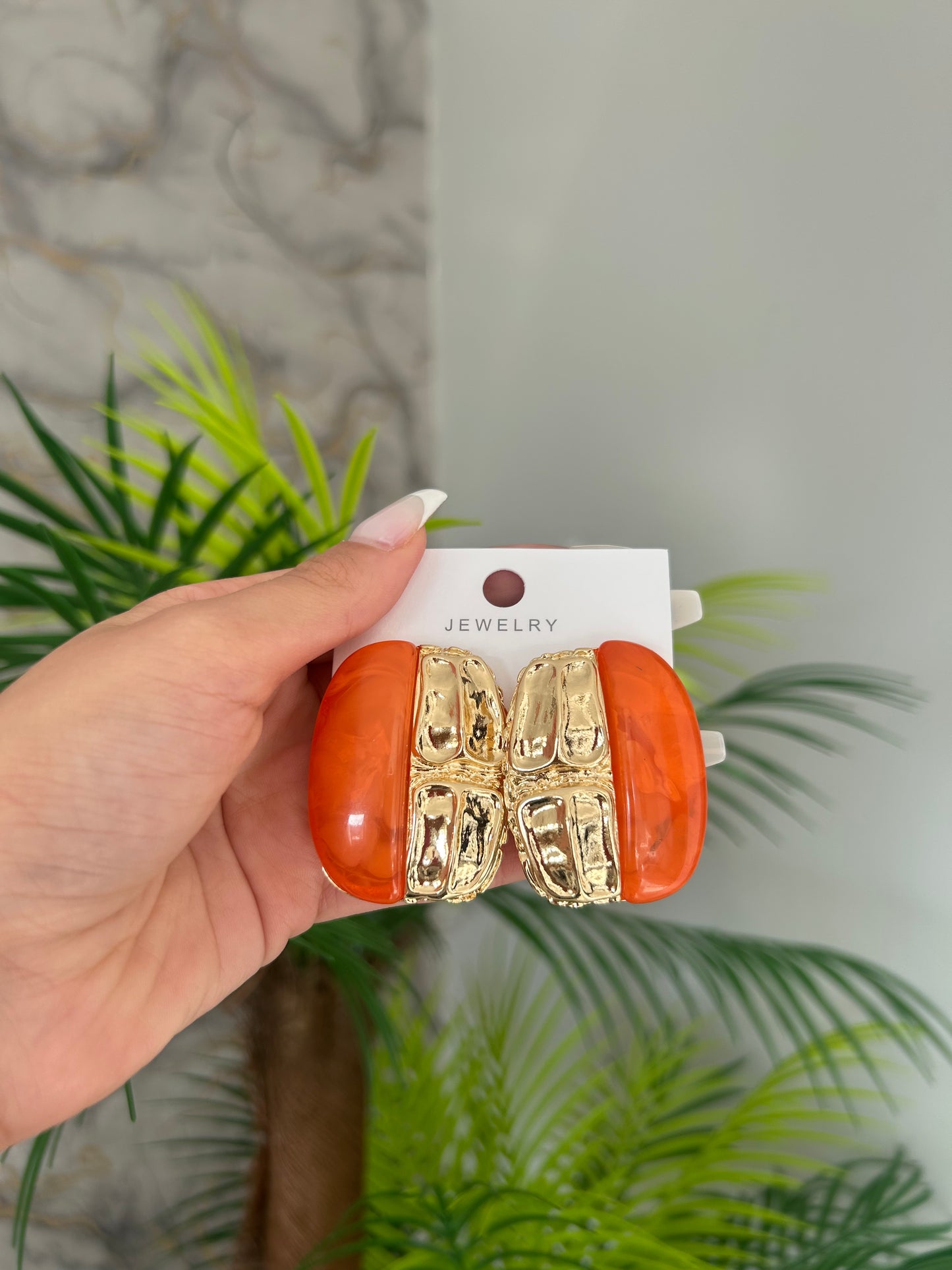 Turuncu gold detay küpe