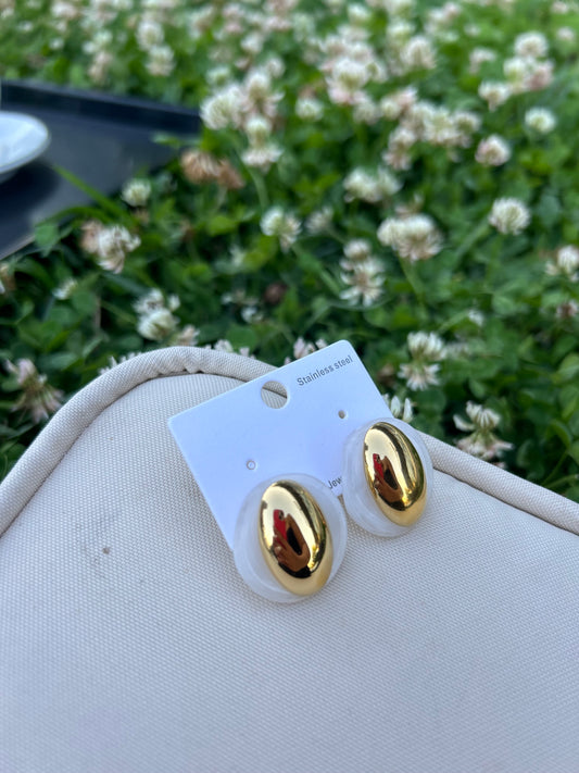 Mermer detay gold küpe